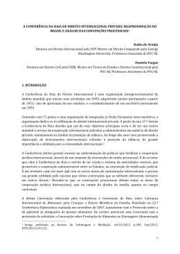 A CONFER&Ecirc;NCIA DA HAIA DE DIREITO INTERNACIONAL PRIVADO
