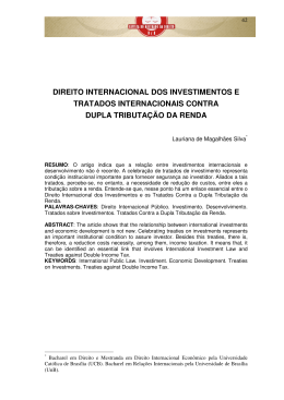 DIREITO INTERNACIONAL DOS INVESTIMENTOS E TRATADOS