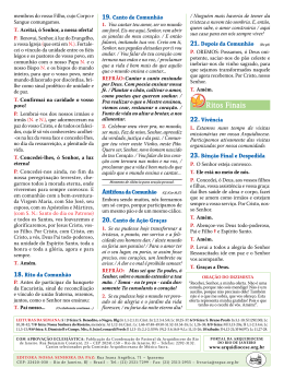 Folheto da Missa - 27&ordm; Domingo do Tempo Comum 2015