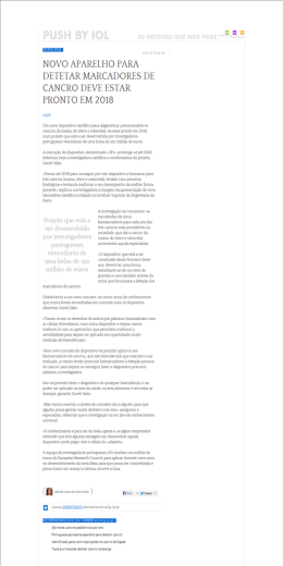 novo aparelho para detetar marcadores de cancro deve estar