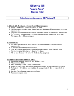 "Aqui e Agora" T&eacute;cnico Rider Este documento cont&eacute;m