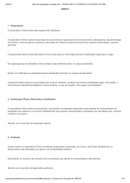 ANEXO I 1 - Organiza&ccedil;&atilde;o O Laborat&oacute;rio Cl&iacute;nico deve estar