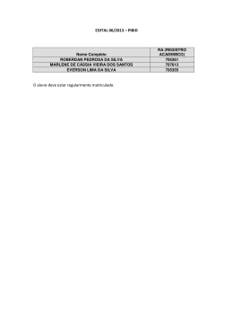 EDITAL 06/2013 – PIBID O aluno deve estar regularmente