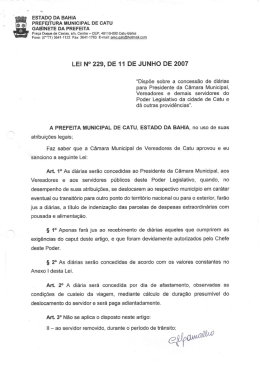 229 11-06-07 Dispõe sobre a concessão de diárias para Presidente