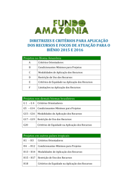 Diretrizes e Crit&eacute;rios para aplica&ccedil;&atilde;o dos recursos