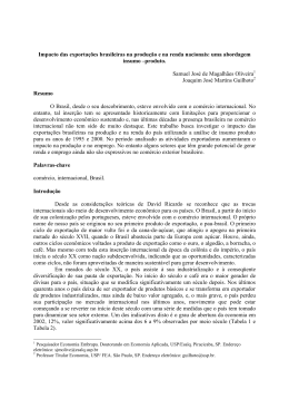 Impacto das exporta&ccedil;&otilde;es brasileiras na produ&ccedil;&atilde;o e na