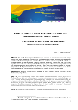 DIREITO FUNDAMENTAL SOCIAL DE ACESSO &Agrave; ENERGIA