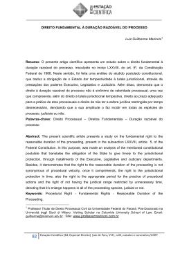 direito fundamental &agrave; dura&ccedil;&atilde;o razo&aacute;vel do processo