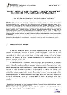 DIREITO FUNDAMENTAL SOCIAL &Agrave; SA&Uacute;DE: UM
