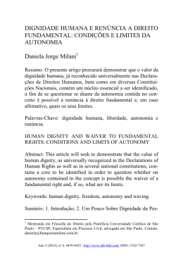DIGNIDADE HUMANA E REN&Uacute;NCIA A DIREITO FUNDAMENTAL
