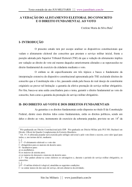 a veda&ccedil;&atilde;o do alistamento eleitoral do conscrito e o direito