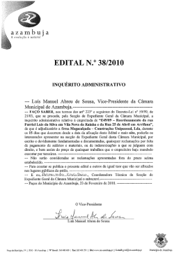 EDITAL N.&deg; 38/2010 - C&acirc;mara Municipal de Azambuja