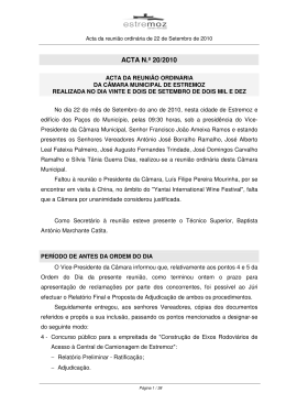 ACTA N.&ordm; 20/2010 - C&acirc;mara Municipal de Estremoz