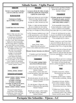 Folha de Cantos &ndash; Vig&iacute;lia Pascal &ndash; 2014