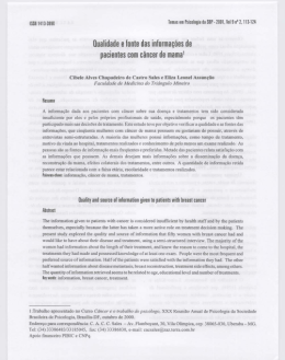Qualidade e fonte das informa&ccedil;&otilde;es de pacientes com