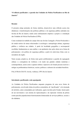 &ldquo;O sil&ecirc;ncio pacificador: a quest&atilde;o das Unidades de Pol&iacute;cia