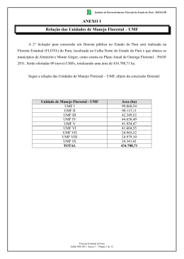 ANEXO 1 Rela&ccedil;&atilde;o das Unidades de Manejo Florestal &ndash; UMF