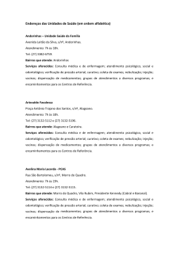 Endere&ccedil;os das Unidades de Sa&uacute;de (em ordem alfab&eacute;tica)