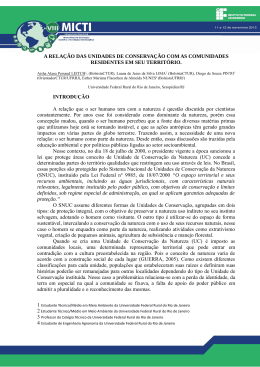 a rela&ccedil;&atilde;o das unidades de conserva&ccedil;&atilde;o com as