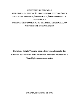 Projeto de Estudo/Pesquisa para a Inser&ccedil;&atilde;o/Adequa&ccedil;&atilde;o das