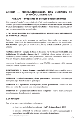 ANEXOS &mdash; PROCAN/UEMG/2015, DAS UNIDADES DE