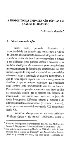 A PROPÓSITO DAS UNIDADES NÃo-TÓPICAS EM