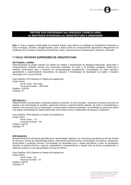 S&iacute;ntese dos Programas das unidades curriculares do Mestrado