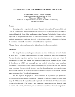 FAZENDO R&Aacute;DIO NA ESCOLA: A IMPLANTA&Ccedil;&Atilde;O DA