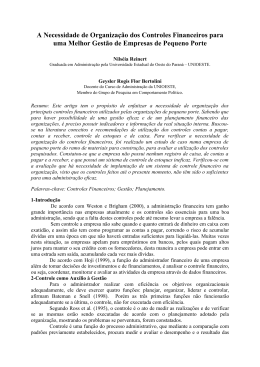 A Necessidade de Organiza&ccedil;&atilde;o dos Controles