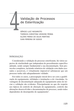 4Valida&ccedil;&atilde;o de Processos de Esteriliza&ccedil;&atilde;o