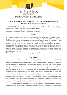 PRODUTIVIDADE DE PLANTAS DE ARARUTA `COMUM