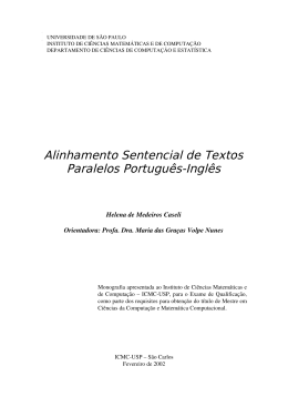 Alinhamento Sentencial de Textos Paralelos Portugu&ecirc;s