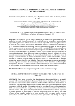 DISTRIBUI&Ccedil;&Atilde;O ESPACIAL DA PRECIPITA&Ccedil;&Atilde;O PLUVIAL MENSAL