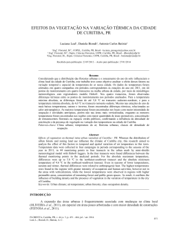 efeitos da vegeta&ccedil;&atilde;o na varia&ccedil;&atilde;o t&eacute;rmica da cidade de curitiba, pr