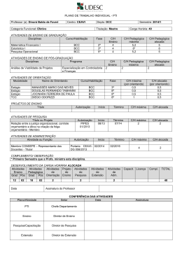 PLANO DE TRABALHO INDIVIDUAL - PTI Professor (a): Dinor&aacute;