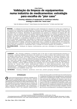 Valida&ccedil;&atilde;o de limpeza de equipamentos numa ind&uacute;stria