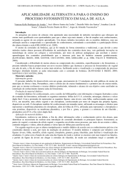 aplicabilidade alternativa para o ensino do processo fotossint&eacute;tico