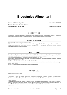 Bioquímica Alimentar I - Universidade de Aveiro