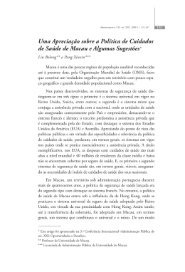 Uma Apreciação sobre a Política de Cuidados de Saúde de Macau