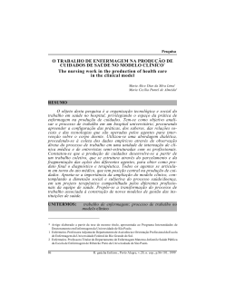 O TRABALHO DE ENFERMAGEM NA PRODUÇÃO DE CUIDADOS