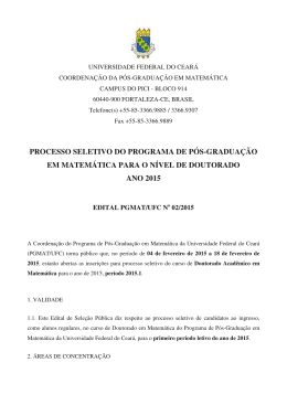 Edital N&ordm; 02/2015/PGMAT - Sele&ccedil;&atilde;o para o Doutorado em