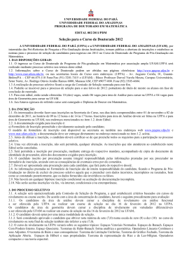Edital Doutorado 2012 - ppgme - Universidade Federal do Par&aacute;