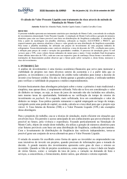1 O c&aacute;lculo do Valor Presente L&iacute;quido com tratamento do risco