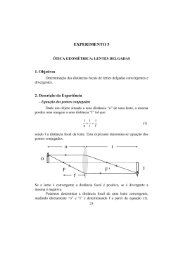 Dist&acirc;ncia focal de lentes delgadas