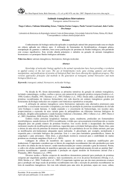 Animais transg&ecirc;nicos biorreatores