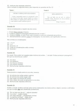 (E) nenhuma das respostas anteriores Leia e compare os seguintes