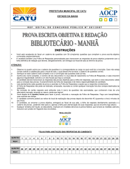 REALI)A&Ccedil;&Atilde;O FOLHA PARA ANOTA&Ccedil;&Atilde;O DAS RESPOSTAS