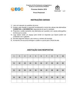 INSTRU&Ccedil;&Otilde;ES GERAIS ANOTA&Ccedil;&Atilde;O DAS RESPOSTAS