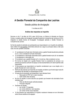 An&aacute;lise das respostas aos inqu&eacute;ritos respondidos nessa sess&atilde;o