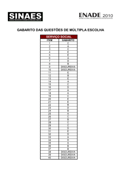 GABARITO DAS QUEST&Otilde;ES DE M&Uacute;LTIPLA ESCOLHA